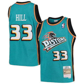 youth mitchell and ness grant hill teal detroit pistons 199-483